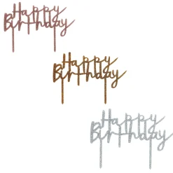 Card Factory Metallic Happy Birthday Glitter Acrylic Cake Topper (3 Colour Options)