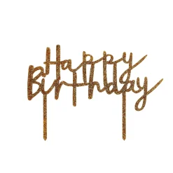Card Factory Metallic Happy Birthday Glitter Acrylic Cake Topper (3 Colour Options)