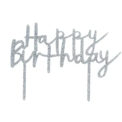 Card Factory Metallic Happy Birthday Glitter Acrylic Cake Topper (3 Colour Options)