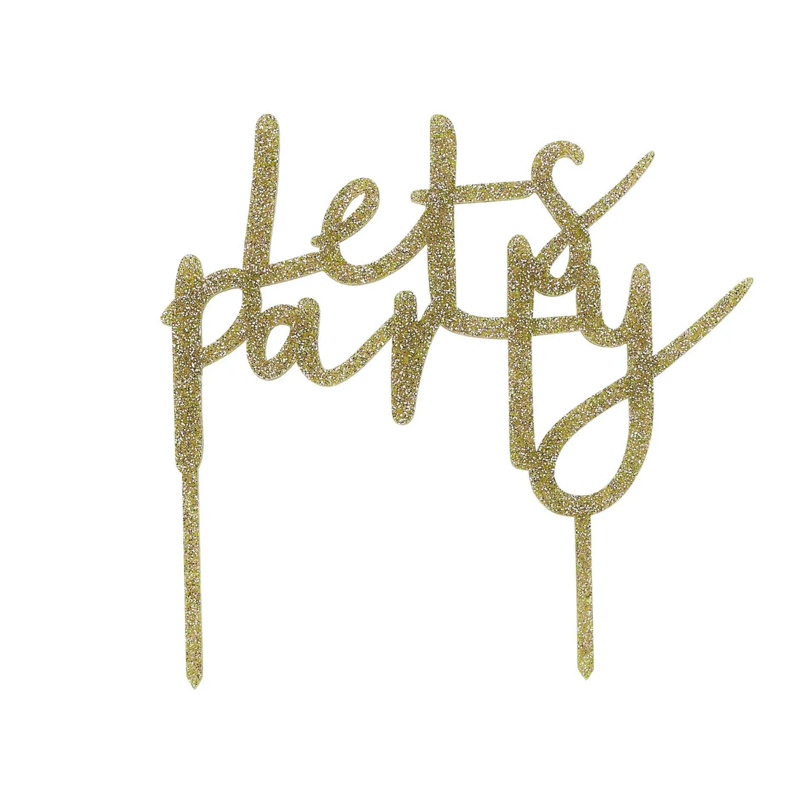 Card Factory Metallic Let's Party Glitter Acrylic Cake Topper (3 Colour Options)