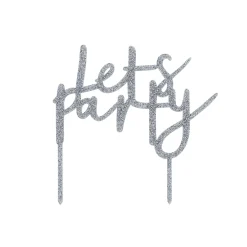 Card Factory Metallic Let's Party Glitter Acrylic Cake Topper (3 Colour Options)