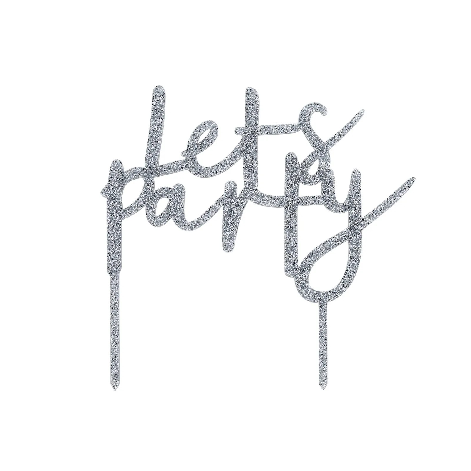 Card Factory Metallic Let's Party Glitter Acrylic Cake Topper (3 Colour Options)