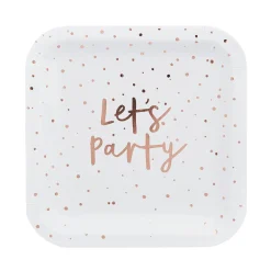 Card Factory Metallic Let's Party Plates - Pack of 8 (3 Colour Options)