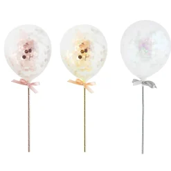 Clearance Metallic Mini Confetti 5-Inch Latex Balloons Wands - Pack of 5 (3 Colour Options) Kids Balloons For Kids|Confetti Balloons