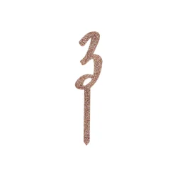 Card Factory Metallic Rose Gold Number Glitter Acrylic Cake Topper (Numbers 0-9)