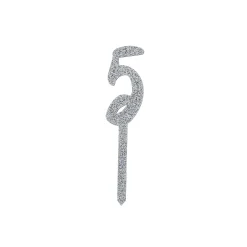 Card Factory Metallic Silver Number Glitter Acrylic Cake Topper (Numbers 0-9)
