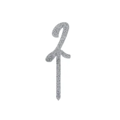 Card Factory Metallic Silver Number Glitter Acrylic Cake Topper (Numbers 0-9)