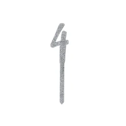 Card Factory Metallic Silver Number Glitter Acrylic Cake Topper (Numbers 0-9)