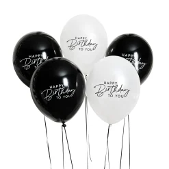 New Monochrome Happy Birthday 12-Inch Latex Balloons - Pack of 5 Birthday Party|Balloons For Him