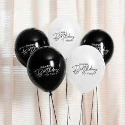 New Monochrome Happy Birthday 12-Inch Latex Balloons - Pack of 5 Birthday Party|Balloons For Him