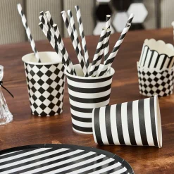 Outlet Monochrome Striped & Diamond Paper Cups - Pack of 8 Tableware|Birthday Party