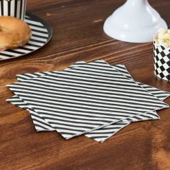 Card Factory Monochrome Striped Paper Napkins - Pack of 16
