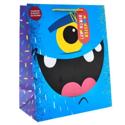 Kids Card Factory Monster Birthday Large Portrait Gift Bag With Colour-In Activity