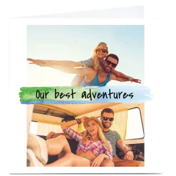 Discount Multi Photo Card - 2 Photos With Watercolour Pattern Premium Square|Any Occasion