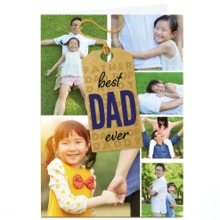Card Factory Multi Photo Card - Best Dad Ever Tag
