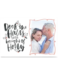 Card Factory Multi photo Christmas Card - Deck The Halls Pink