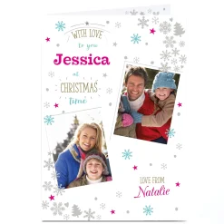 Multi Photo Christmas Card - Silver Snowflakes Christmas|Photo