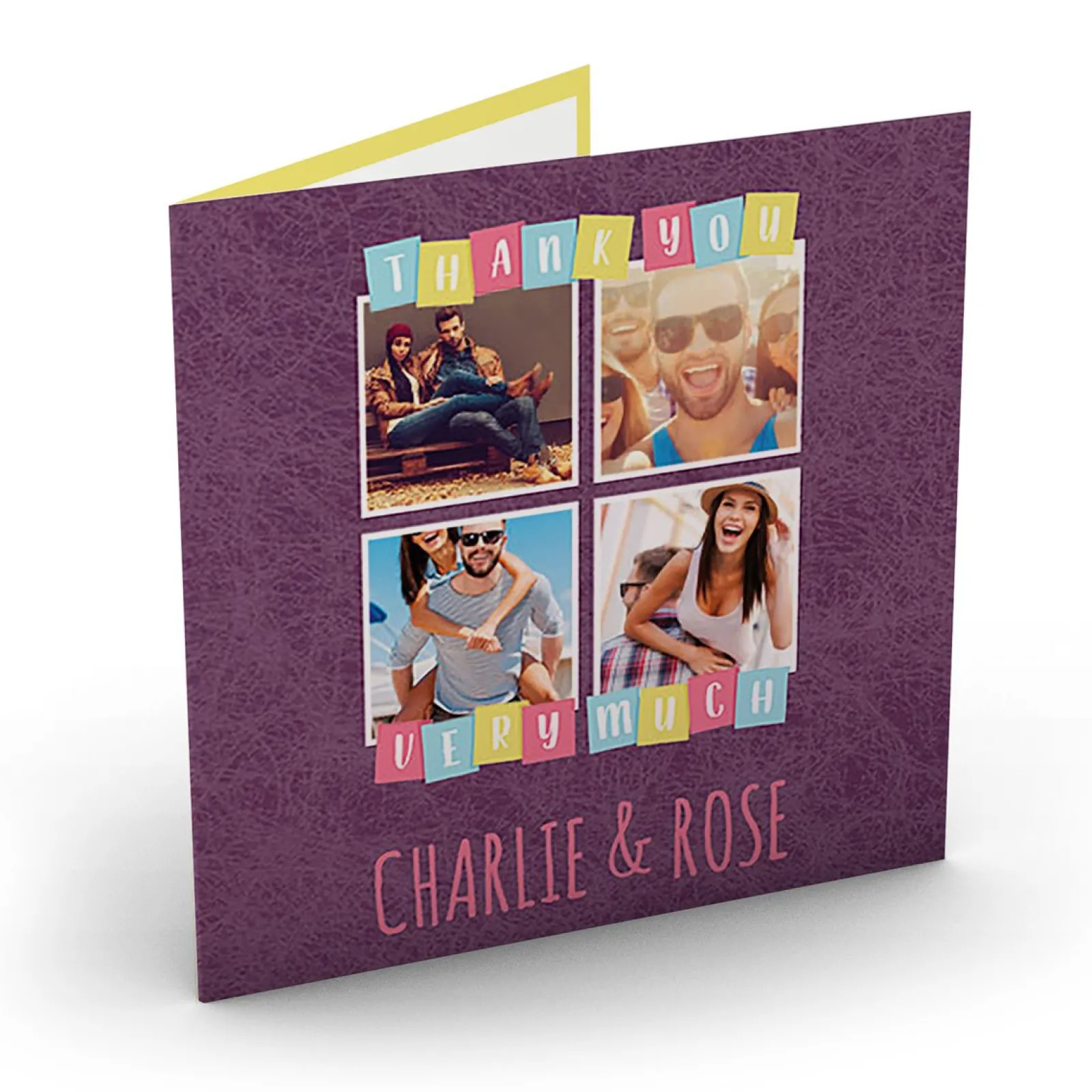 Outlet Multi Photo Thank You Card - Names & Photos Premium Square|Thank You