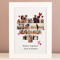 Discount Multi Photo Upload Framed Photo Heart Print With Message - Better Together Personalised Canvas & Wall Art|Photo Gifts