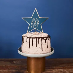 Outlet Navy Best Dad Ever Star Card Cake Topper Cake Candles