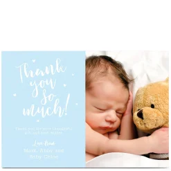 New New Baby Photo Card - Thank You Blue Thank You|New Baby