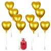 Discount Party Balloon Bundle - 10 Gold Hearts & Helium Hen Party|Anniversary Party