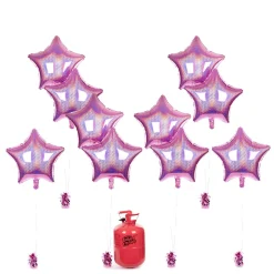 Hot Party Balloon Bundle - 10 Pink Stars & Helium Christening Party|Baby Shower Party