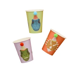 New Party Dinosaur Pom Pom Paper Cups - Pack of 6 Tableware|Birthday Party