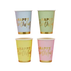 Card Factory Pastel Happy Birthday Paper Cups - Pack of 8