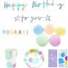 Sale Pastel Happy Birthday Party Tableware & Decorations Bundle - 10 Guests 100Th Birthday|90Th Birthday