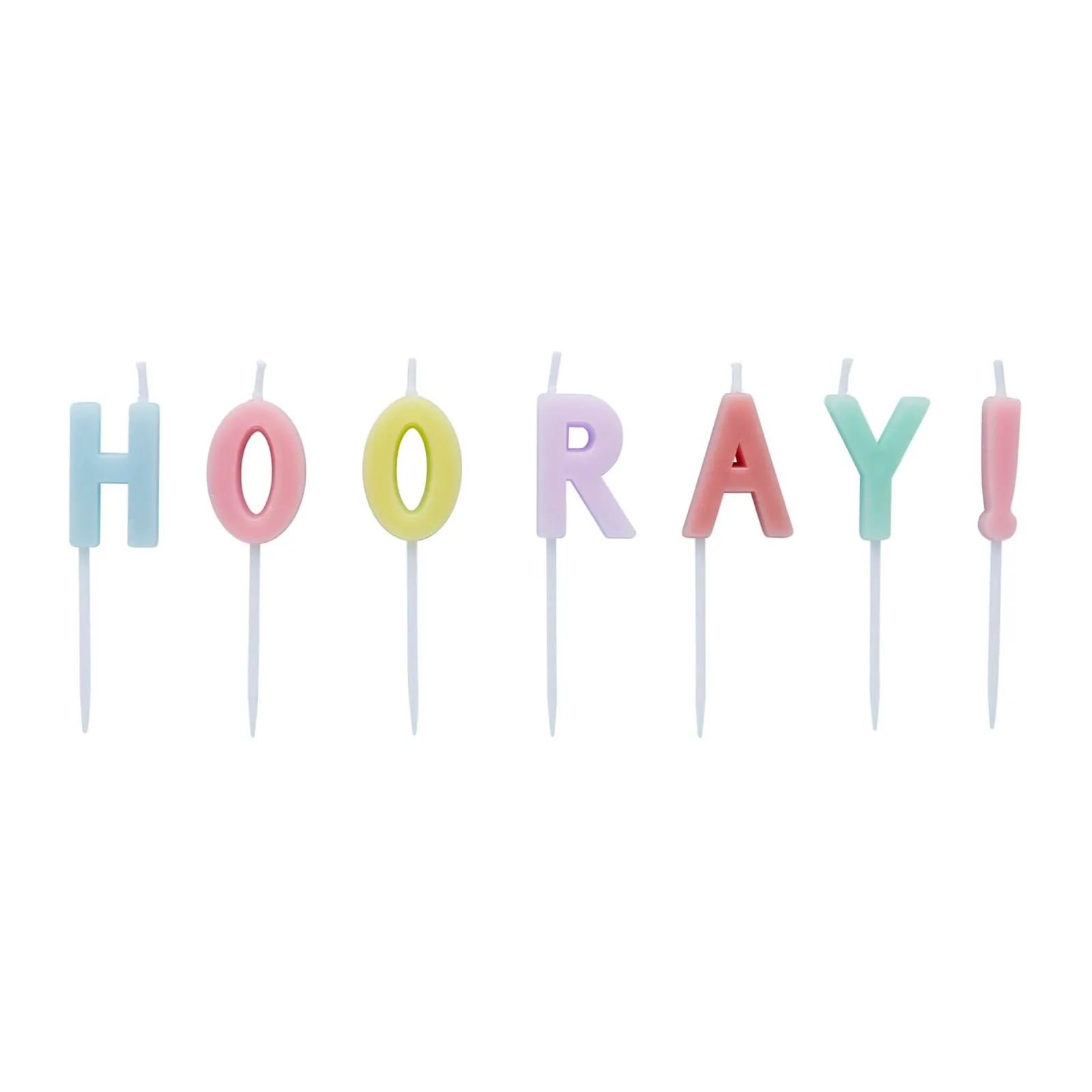 Card Factory Pastel Hooray Cake Candles - Pack of 7