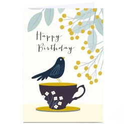 Clearance Personalised Klara Hawkins Card - Tea Bird For Sister|For Niece