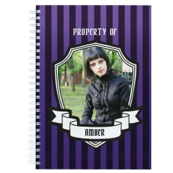 Kids Card Factory Personalised Photo Notebook - Purple Stripes Property Of