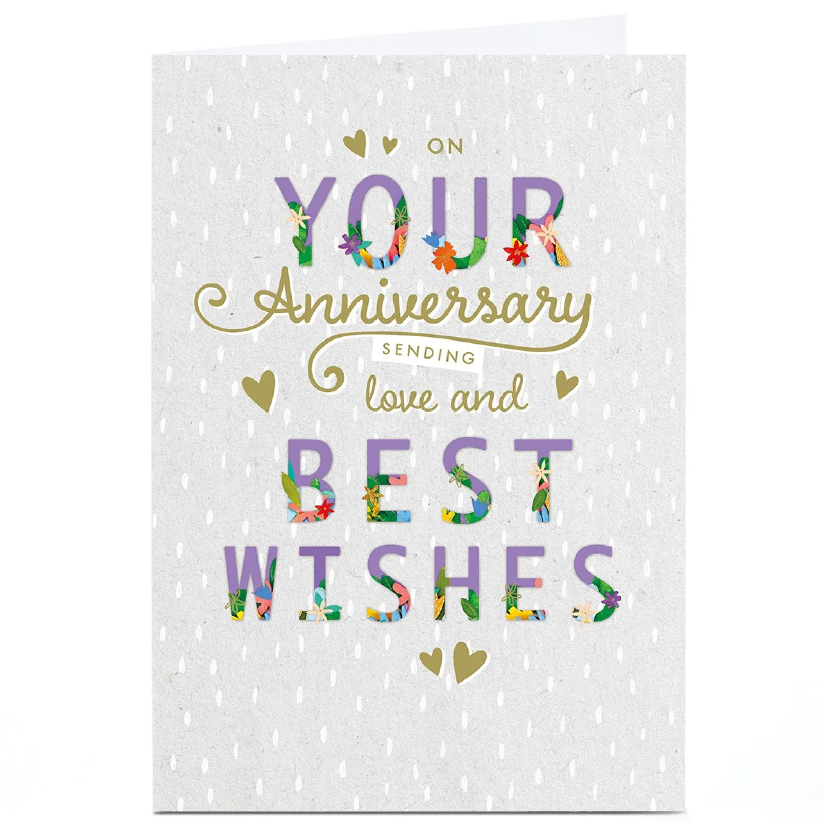 Discount Personalised Anniversary Card - Purple and Gold Foliage Best Wishes Anniversary