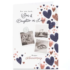 Card Factory Personalised Anniversary Card - Romantic Polaroids, Son & Daughter in Law