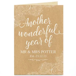 Card Factory Personalised Anniversary Card - Another Wonderful Year