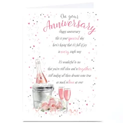 Card Factory Personalised Anniversary Card - Dreams Come True Champagne