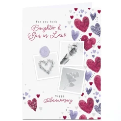 Best Personalised Anniversary Card - Romantic Polaroids, Daughter & Son in Law Anniversary