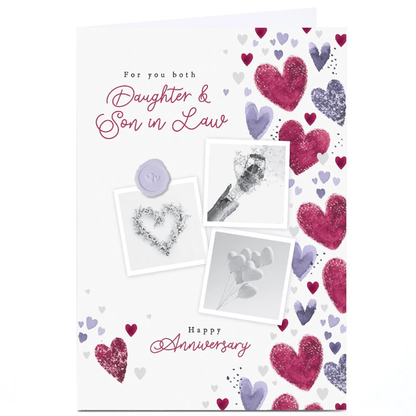 Best Personalised Anniversary Card - Romantic Polaroids, Daughter & Son in Law Anniversary