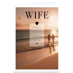 Clearance Personalised Anniversary Card - Beach Sunset, Wife Anniversary