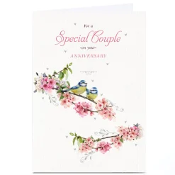 Card Factory Personalised Anniversary Card - Blue Tits on Blossom, Special Couple