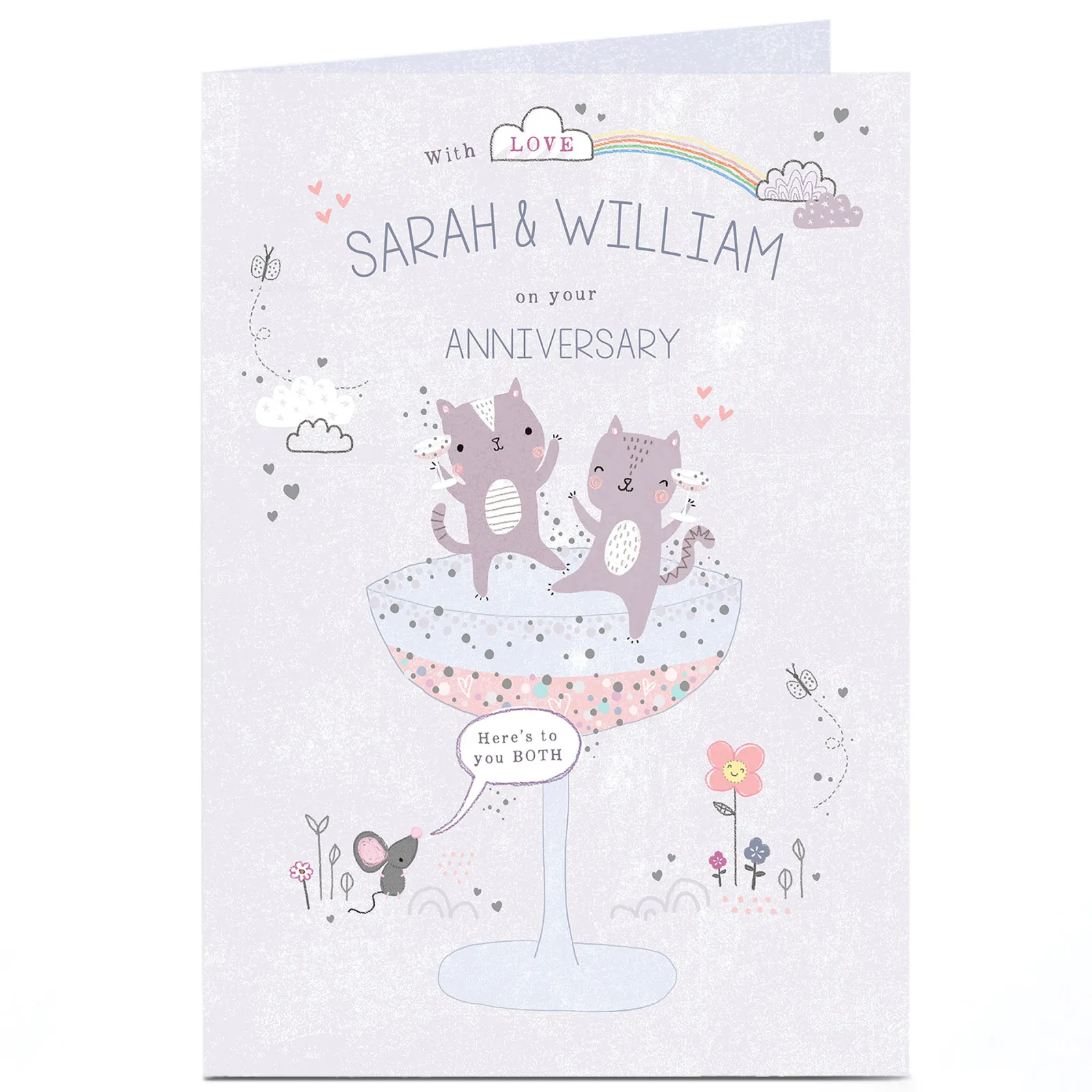 Outlet Personalised Anniversary Card - Dancing Cats & Champagne Wedding|Anniversary