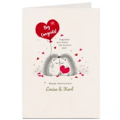 Clearance Personalised Anniversary Card - Perfect Hedgehog Pair Congratulations|Anniversary