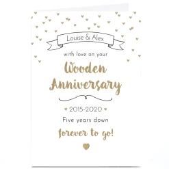 Card Factory Personalised Anniversary Card - Wooden Anniversary