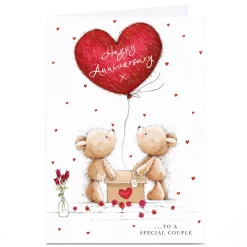 Card Factory Personalised Anniversary Card - Bears Balloon in a Box , Special Couple