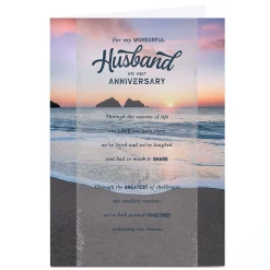 Hot Personalised Anniversary Card - Seasons of Life Scenic Beach, Husband Anniversary
