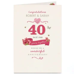 Best Personalised Anniversary Card - 40 Years Together Anniversary