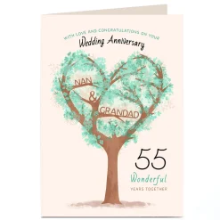 Card Factory Personalised Anniversary Card - Years Together Tree
