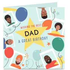 Card Factory Personalised Any Recipient Star & Faces Square Birthday Card