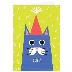 Kids Card Factory Personalised Art Kids Card - Cat In Party Hat